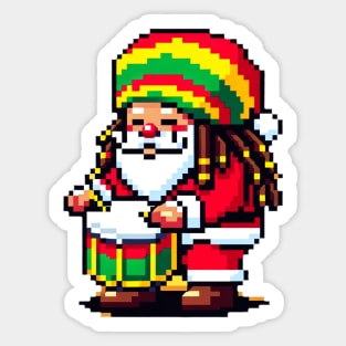 8-Bit Reggae Santa - Tropical Christmas Drums Sticker